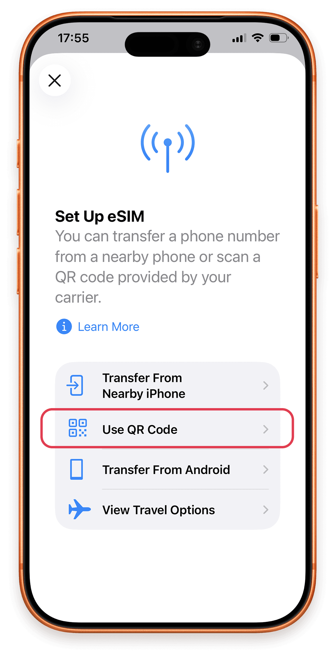 Install & Activate Steps 3: Select Use QR Code.