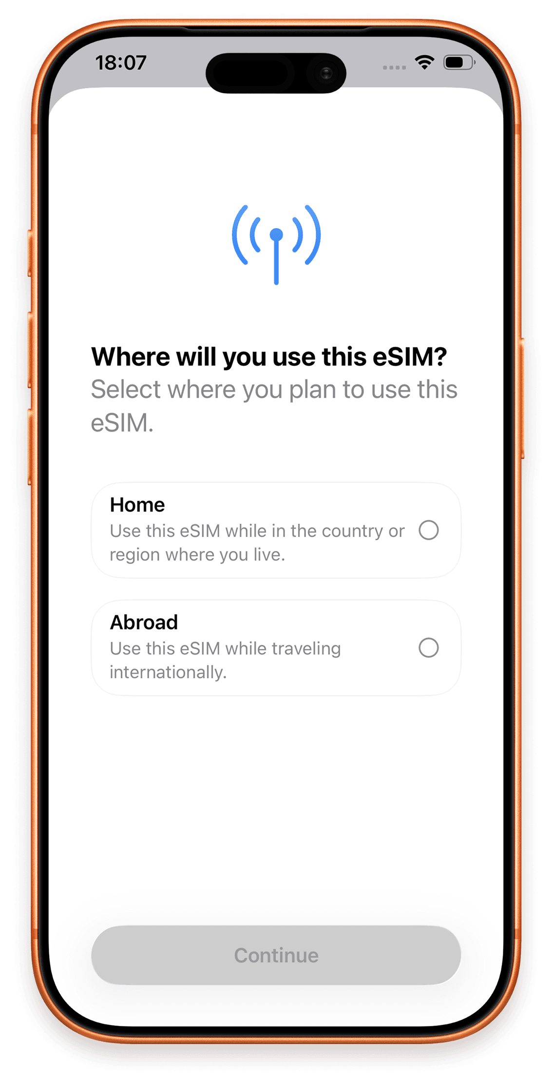 Install & Activate Steps 7: Choose where you will use this eSIM.